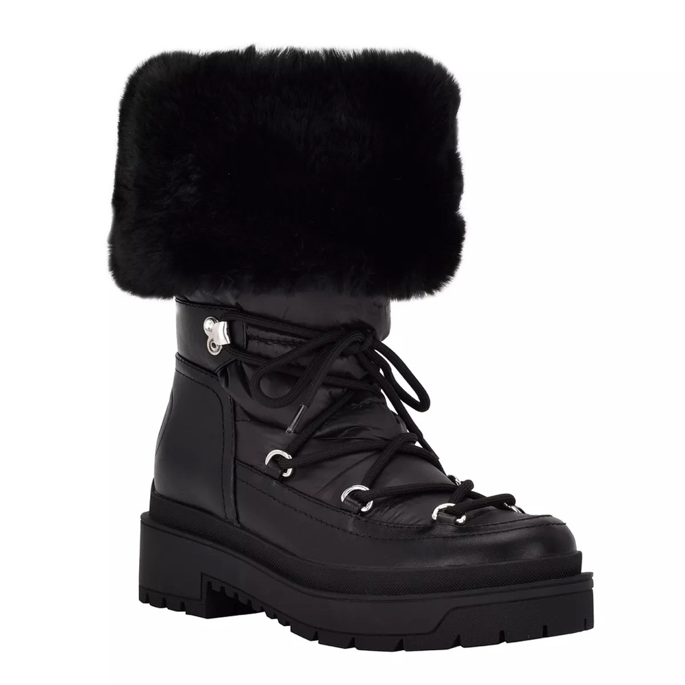 GUESS Women’s Larya Faux Fur Puffer Winter Black Boots Size 9.5 NEW